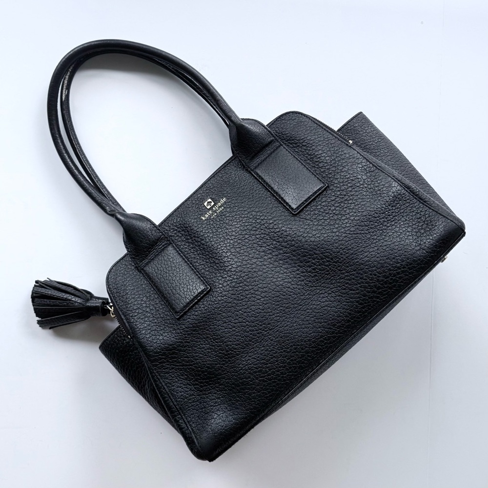Kate Spade Southport Lydia Satchel Shoulder Bag in  Black Pebbled Leather